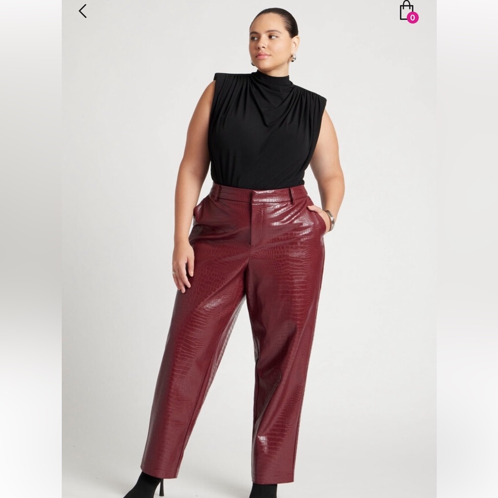 NWT Croc Faux Leather Pants Burgundy Wine ELOQUII Plus Size